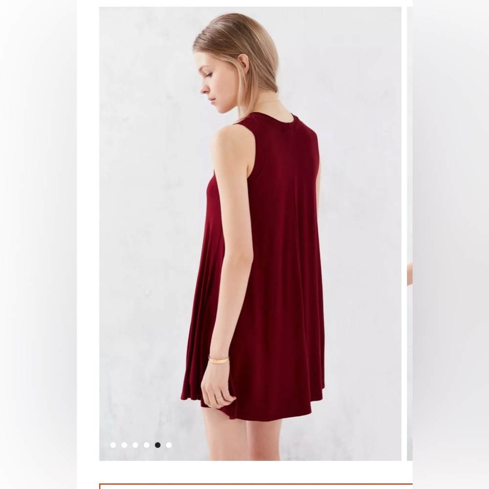 Silence + Noise Swingy Tank Dress Deep Red Burgundy Semi Sheer Flowy Mini Dress - Picture 11 of 15